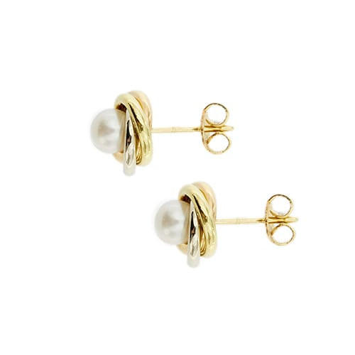 Boucles d'oreilles Boucles d’oreilles puces - Perles en or jaune, rose et blanc 18 ct 58 Facettes 35533
