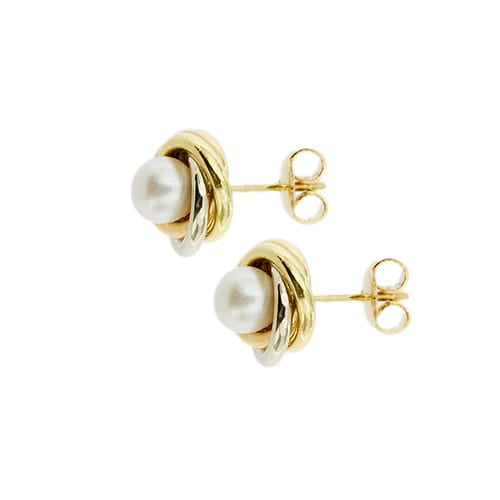 Boucles d'oreilles Boucles d’oreilles puces - Perles en or jaune, rose et blanc 18 ct 58 Facettes 35533