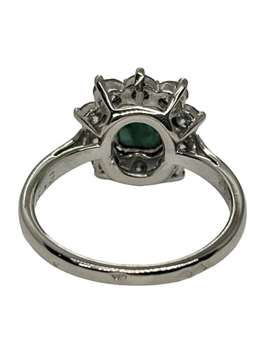 Bague 50 Bague en or blanc 18k, émeraude 1,10 ct et diamants 0,80 ct 58 Facettes 2365