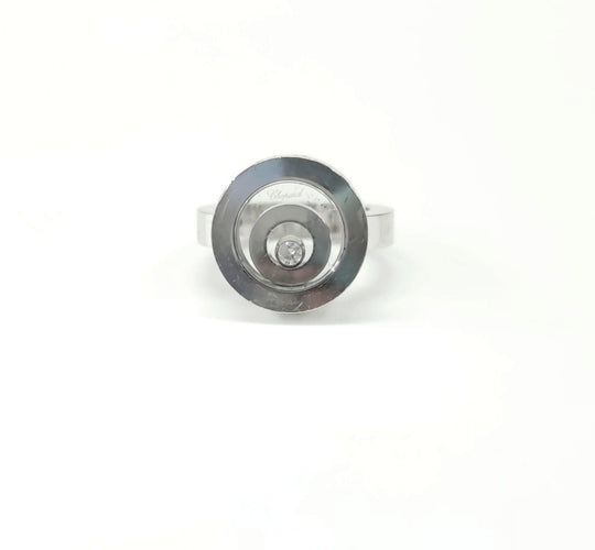Bague 54 Chopard Happy Spirit - Bague en or blanc 18 carats avec diamant mobile 58 Facettes DV-HAPPY