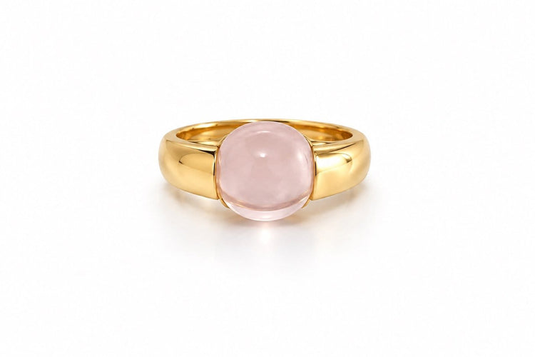 Bague 52 Bague en or jaune 18k avec quartz rose 58 Facettes LP1964/UNNB