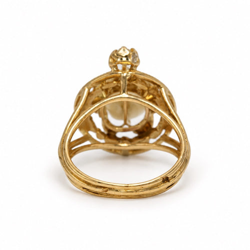 Bague 49 Bague ancienne en or jaune 750‰, perle et diamant 58 Facettes 260047SP