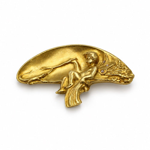 Broche Broche Art nouveau en or jaune 750 avec diamants 58 Facettes 260045SP