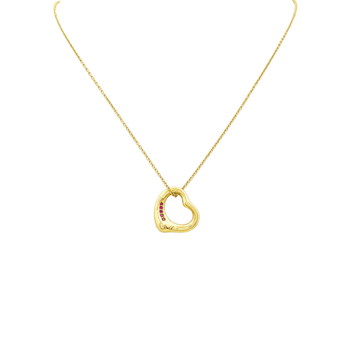 Collier Tiffany & Co. x Elsa Peretti - Collier Open Heart en or jaune et rubis 58 Facettes 36063
