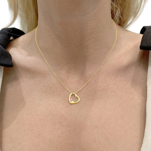 Collier Tiffany & Co. x Elsa Peretti - Collier Open Heart en or jaune et rubis 58 Facettes 36063