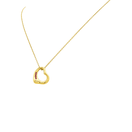 Collier Tiffany & Co. x Elsa Peretti - Collier Open Heart en or jaune et rubis 58 Facettes 36063