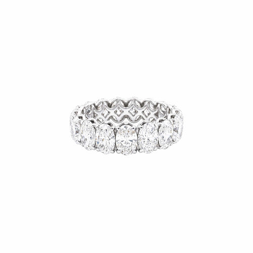 Bague 53 Alliance tour complet en or blanc 750/000, diamants ovales 58 Facettes 35994