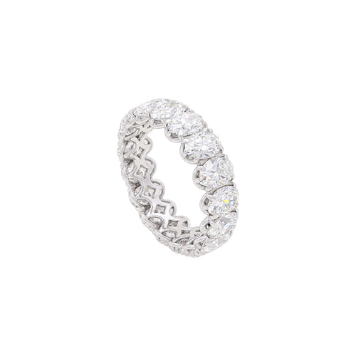 Bague 53 Alliance tour complet en or blanc 750/000, diamants ovales 58 Facettes 35994