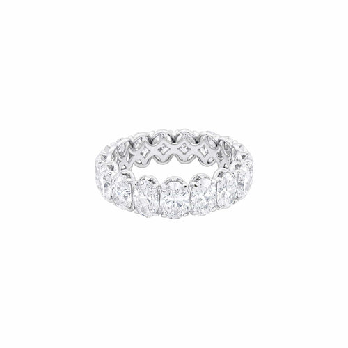 Bague 53 Alliance tour complet en or blanc 750/000, diamants ovales 58 Facettes 35994