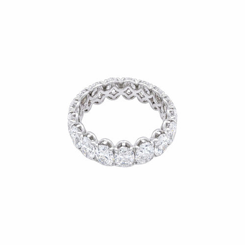 Bague 53 Alliance tour complet en or blanc 750/000, diamants ovales 58 Facettes 35994