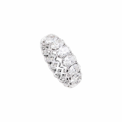 Bague 53 Alliance tour complet en or blanc 750/000, diamants ovales 58 Facettes 35994