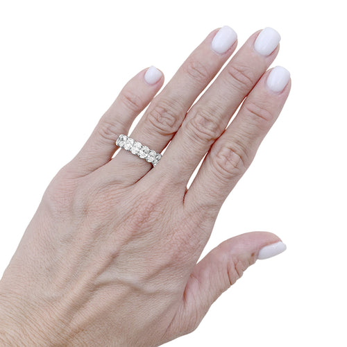 Bague 53 Alliance tour complet en or blanc 750/000, diamants ovales 58 Facettes 35994