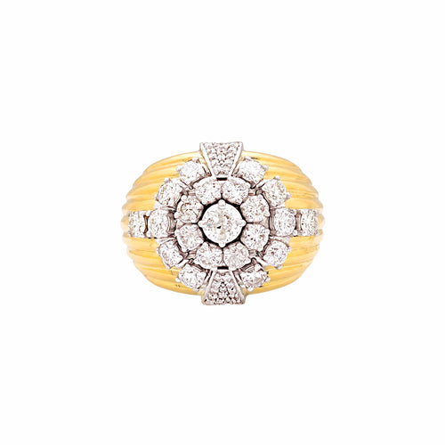 Bague 54 Bague godronnée en or jaune 750 et diamants 58 Facettes 36039