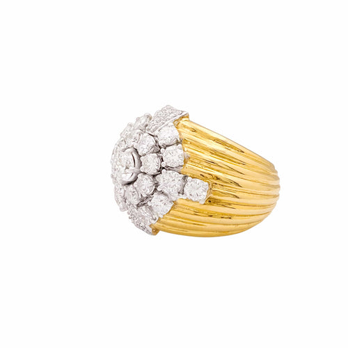 Bague 54 Bague godronnée en or jaune 750 et diamants 58 Facettes 36039