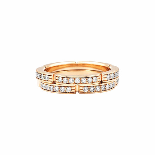 Bague 51 Cartier - Alliance Maillon Panthère deux rangs en or rose 750 et diamants 58 Facettes 36058