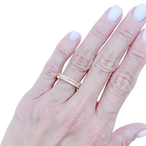 Bague 51 Cartier - Alliance Maillon Panthère deux rangs en or rose 750 et diamants 58 Facettes 36058
