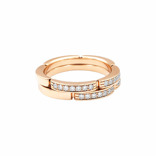 Bague 51 Cartier - Alliance Maillon Panthère deux rangs en or rose 750 et diamants 58 Facettes 36058