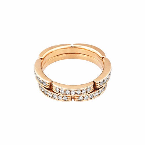 Bague 51 Cartier - Alliance Maillon Panthère deux rangs en or rose 750 et diamants 58 Facettes 36058