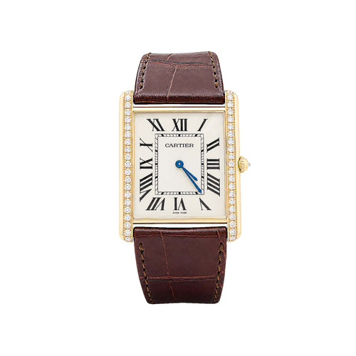 Montre Cartier Tank Louis Cartier XL extra-plate - Montre en or rose 750 et diamants 58 Facettes 35977