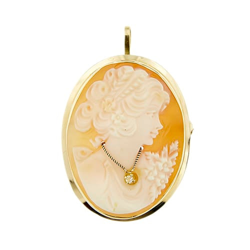 Pendentif Spilla-pendentif camée ovale en or jaune 18 ct 58 Facettes 37486