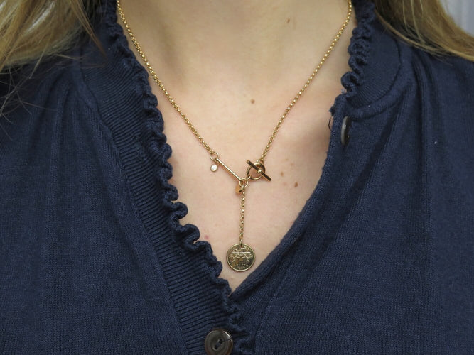 Collier Hermès - Collier pendentif Ex Libris petit modèle en or rose 18k avec diamant 58 Facettes 276988