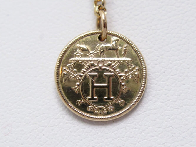 Collier Hermès - Collier pendentif Ex Libris petit modèle en or rose 18k avec diamant 58 Facettes 276988