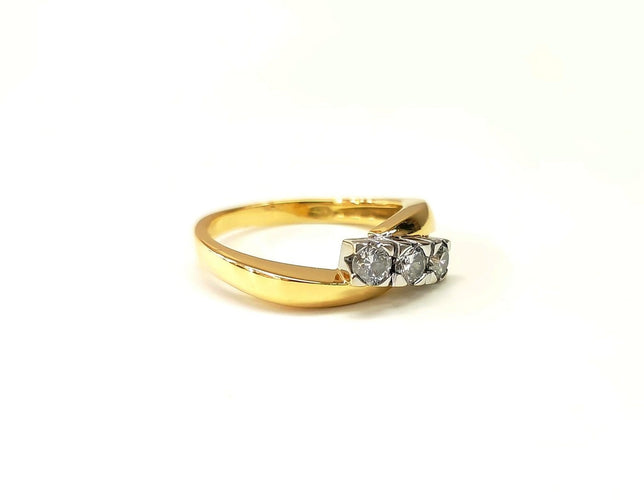 Bague 55 Bague trilogie en or jaune et or blanc 18k, diamants taille brillant 58 Facettes DV-TRI-2610-1