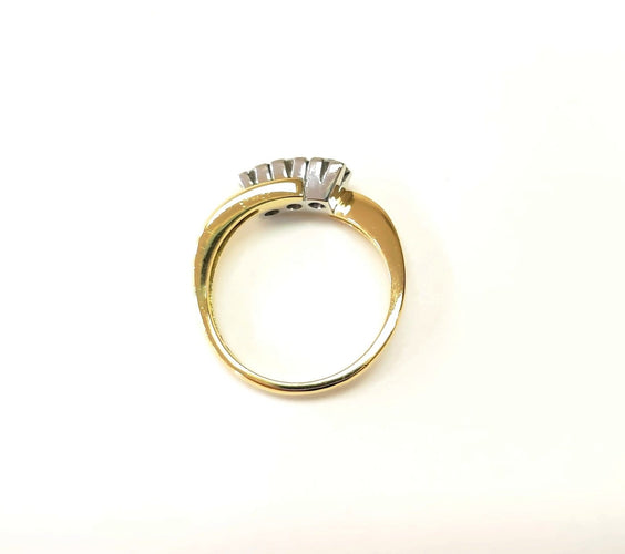 Bague 55 Bague trilogie en or jaune et or blanc 18k, diamants taille brillant 58 Facettes DV-TRI-2610-1