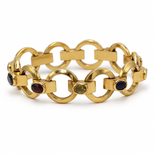 Bracelet Bracelet Tank en or jaune 750‰, pierres de couleur 58 Facettes 260049SP
