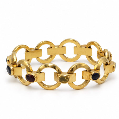 Bracelet Bracelet Tank en or jaune 750‰, pierres de couleur 58 Facettes 260049SP