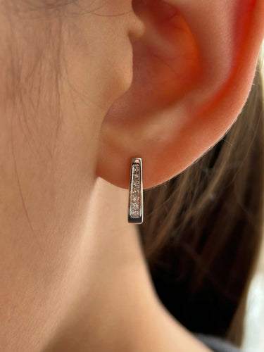 Boucles d'oreilles Boucles d’oreilles en or blanc 18k avec diamants taille princesse 58 Facettes 304