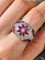 Bague 53 Bague dôme florale en or blanc 18k, rubis et diamants 58 Facettes 305