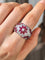 Bague 53 Bague dôme florale en or blanc 18k, rubis et diamants 58 Facettes 305