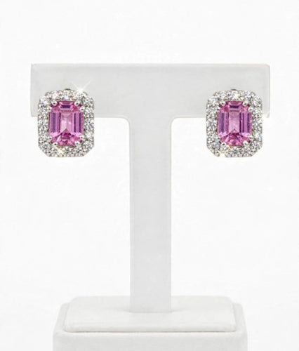 Boucles d'oreilles Boucles d’oreilles - Or blanc 18 carats, diamants et saphirs roses naturels 58 Facettes OR-001