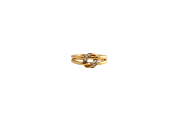 Bague 51 Bague double liens en or jaune 18k avec diamants 58 Facettes LP1960/RUNB