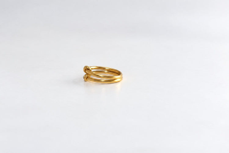 Bague 51 Bague double liens en or jaune 18k avec diamants 58 Facettes LP1960/RUNB