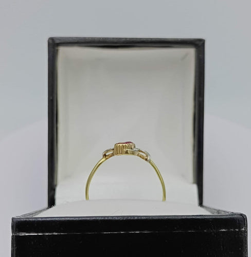Bague 57 Bague ancienne Toi et moi en or 18k, rubis et diamants taille rose 58 Facettes AX/1/84/94/B