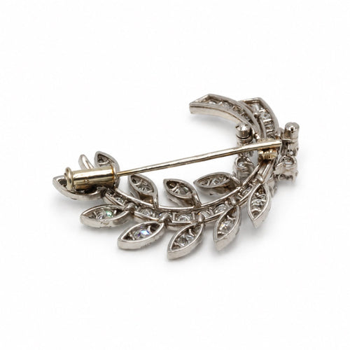 Broche Broche en or blanc 750‰ et platine 950‰, diamants taille ancienne 58 Facettes 260253R