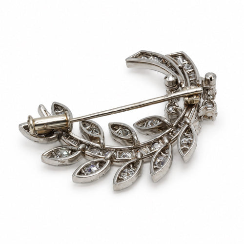 Broche Broche en or blanc 750‰ et platine 950‰, diamants taille ancienne 58 Facettes 260253R