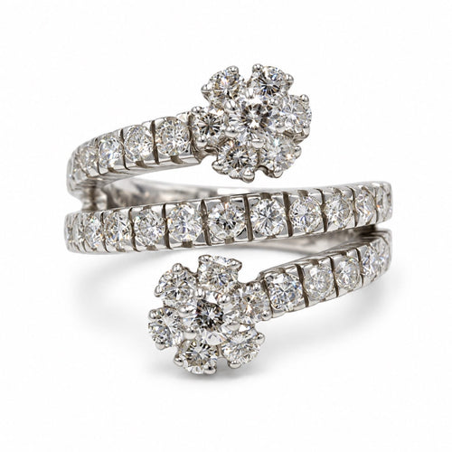 Bague 54 Bague Toi & Moi marguerites en or blanc et diamants 58 Facettes 260252R