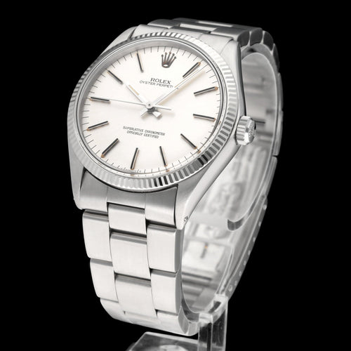 Montre Rolex Oyster Perpetual 34 - Montre automatique en acier, réf. 1005, 1978 58 Facettes ROL/OOP/257