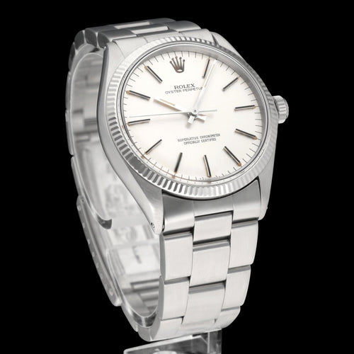 Montre Rolex Oyster Perpetual 34 - Montre automatique en acier, réf. 1005, 1978 58 Facettes ROL/OOP/257