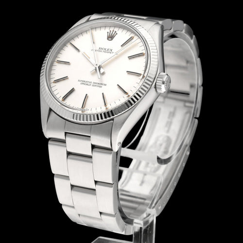 Montre Rolex Oyster Perpetual 34 - Montre automatique en acier, réf. 1005, 1978 58 Facettes ROL/OOP/257
