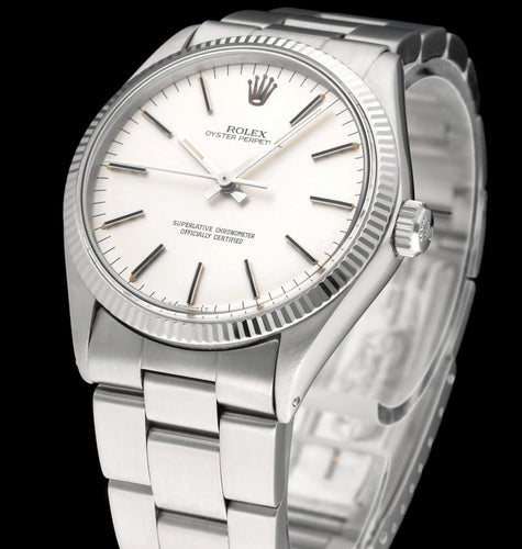 Montre Rolex Oyster Perpetual 34 - Montre automatique en acier, réf. 1005, 1978 58 Facettes ROL/OOP/257