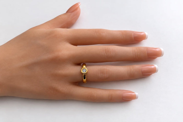 Bague 54.5 Bague solitaire en or jaune 18k avec diamant taille brillant 58 Facettes LP1948/AULB