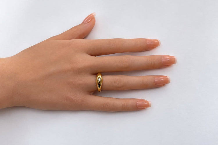 Bague 46.5 Bague jonc en or jaune 18k avec diamant 58 Facettes LP1949/RISB