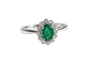 Bague 54 Bague en or blanc 18k avec émeraude et diamants 58 Facettes AN-001