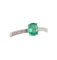 Bague 54 Bague solitaire en or blanc 18k avec émeraude et diamants 58 Facettes AN-003