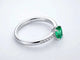 Bague 54 Bague solitaire en or blanc 18k avec émeraude et diamants 58 Facettes AN-003