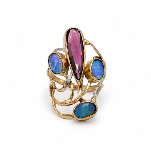 Bague 52 Bague organique en or jaune et rose 750‰, platine 950‰, opales et grenat 58 Facettes 260268R